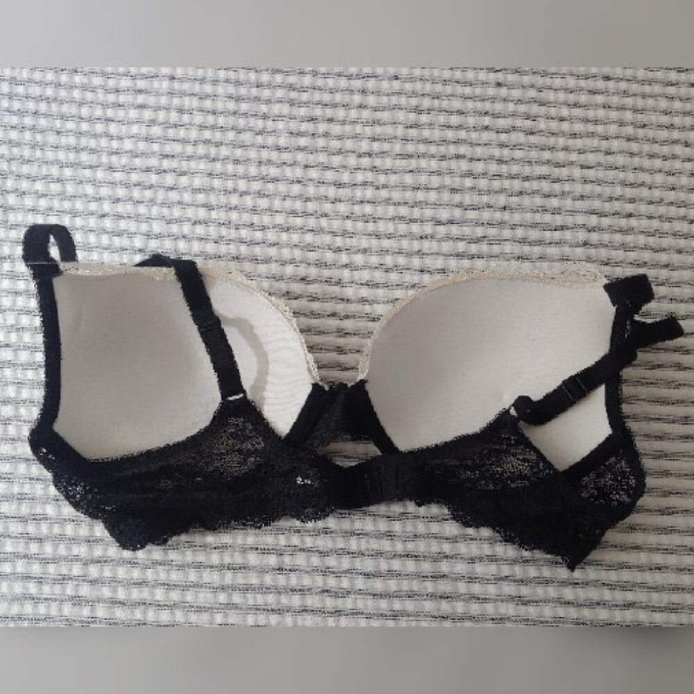 Victoria's Secret Dream Angels Lace Black and White Demi Bra Plunge Size 36C - Picture 5 of 8
